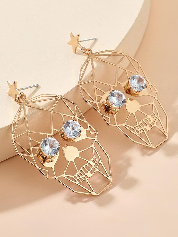 Earrings Halloween Golden Skull Face Earrings - LuckyFash™