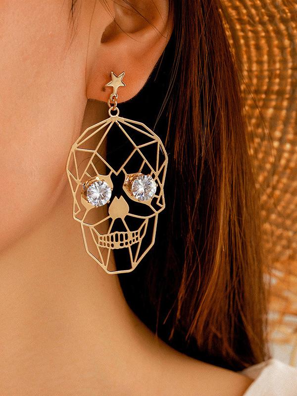 Earrings Halloween Golden Skull Face Earrings - LuckyFash™