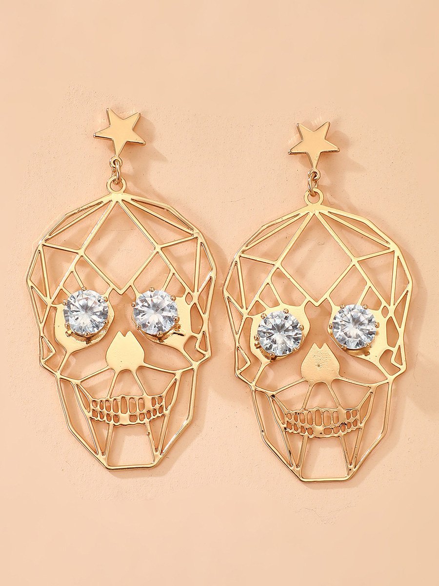 Earrings Halloween Golden Skull Face Earrings - LuckyFash™