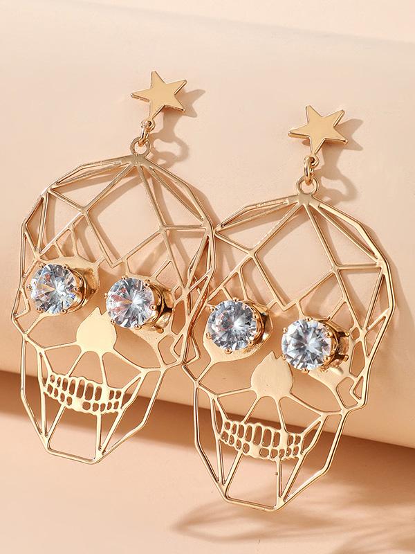 Earrings Halloween Golden Skull Face Earrings - LuckyFash™