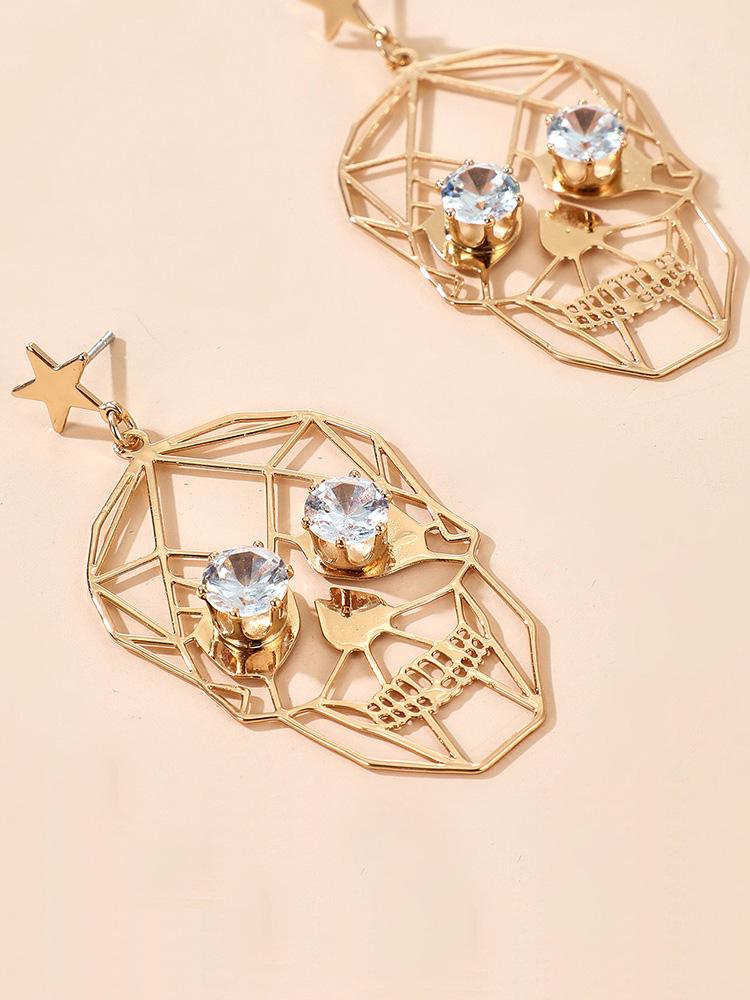 Earrings Halloween Golden Skull Face Earrings - LuckyFash™
