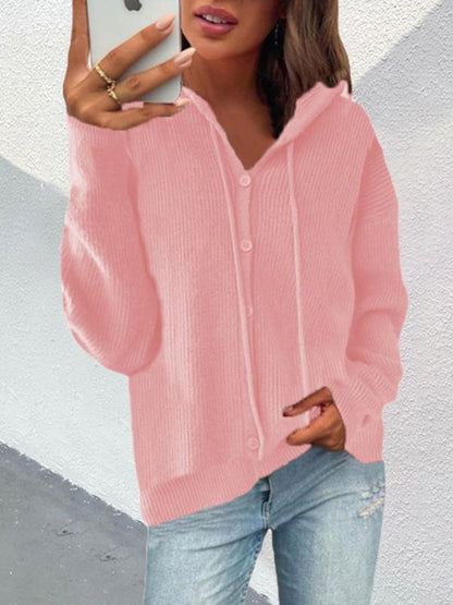Women's Hoodies Button Long Sleeve Drawstring Sweater Hoodie - LuckyFash™