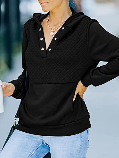 Women's Hoodies Button Pocket Long Sleeve Pullover Hoodie - LuckyFash™