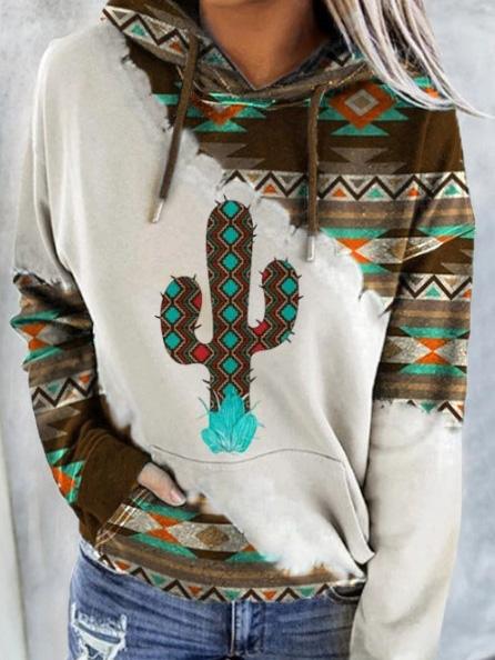 Hoodies Cactus Print Pocket Long Sleeve Hoody - LuckyFash™