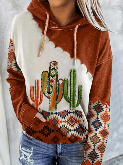 Hoodies Cactus Print Pocket Long Sleeve Hoody - LuckyFash™