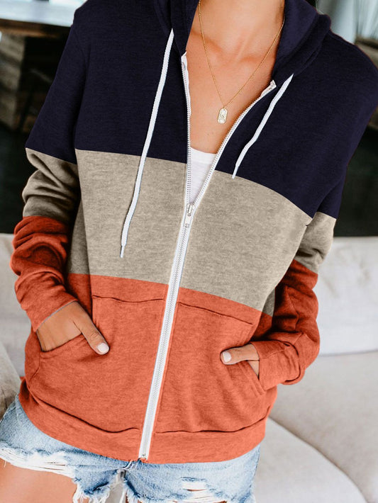 Hoodies Contrasting Zip Pocket Cardigan Hoodie Coats - LuckyFash™