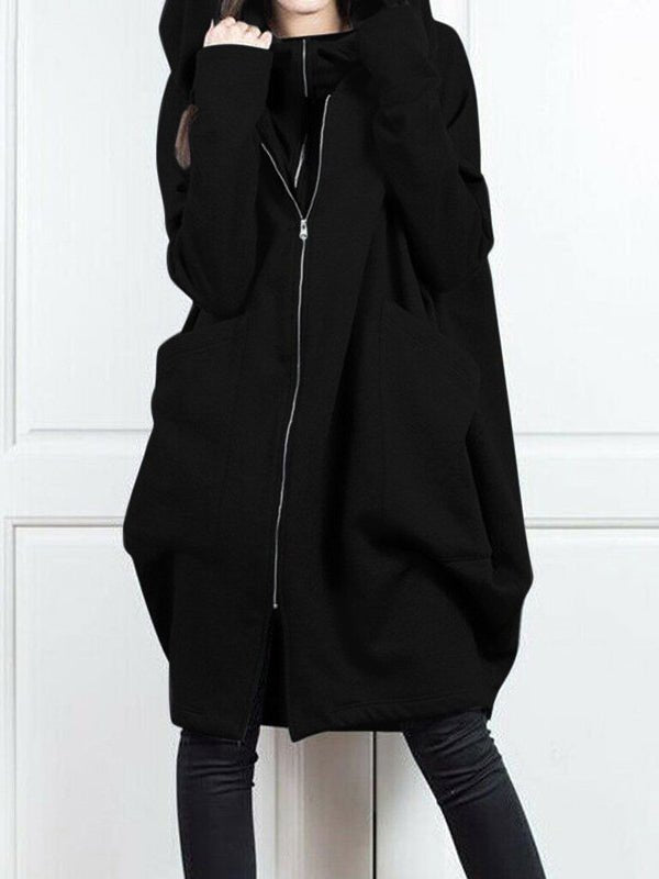 Hoodies Fake Two Loose Solid Color Mid Long Hoodie - LuckyFash™