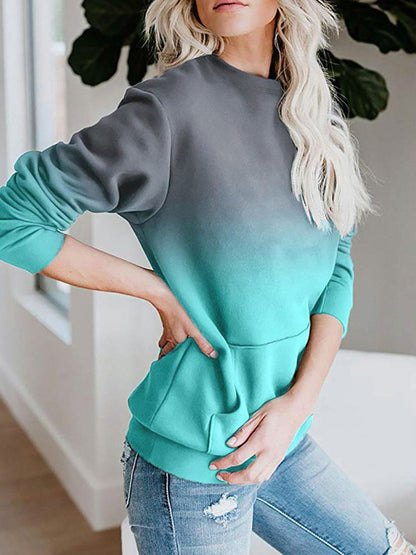 Women's Hoodies Gradient Pocket Long Sleeve Hoodie - LuckyFash™