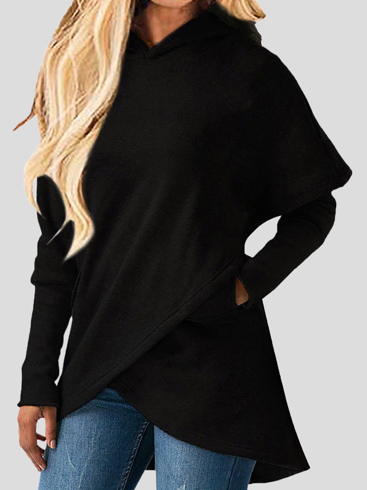 Hoodies Loose Irregular Pocket Long Sleeve Hoody - LuckyFash™