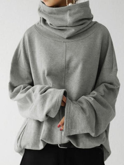 Women's Hoodies Loose Long Sleeve High Neck Pullover Hoodie - LuckyFash™
