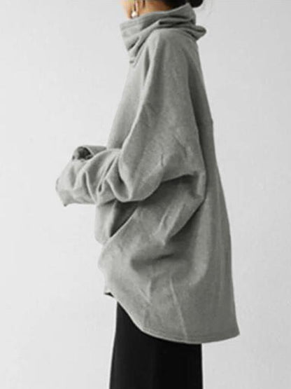 Women's Hoodies Loose Long Sleeve High Neck Pullover Hoodie - LuckyFash™