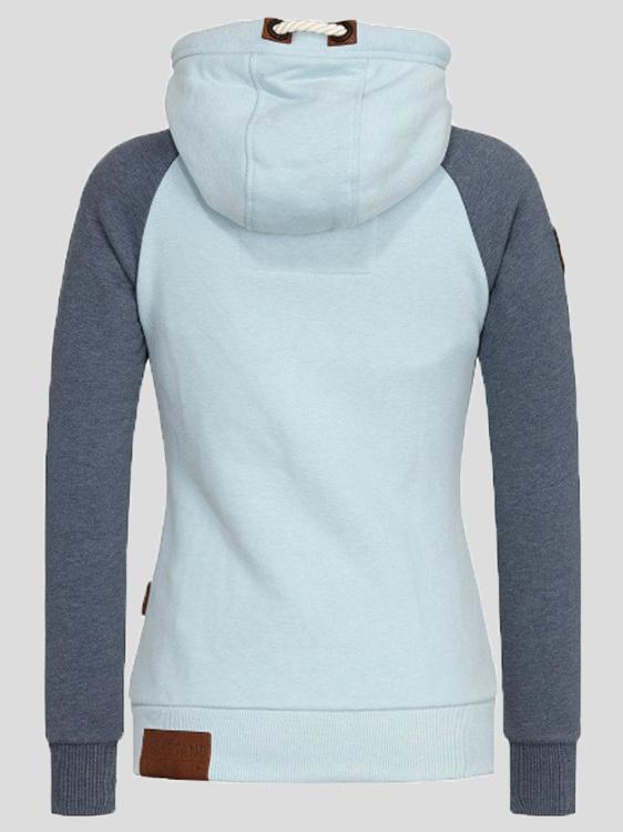 Hoodies Personalized Leather Brand Contrast Color Zipper Drawstring Hoodie - LuckyFash™