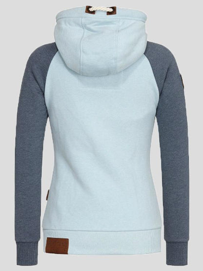 Hoodies Personalized Leather Brand Contrast Color Zipper Drawstring Hoodie - LuckyFash™