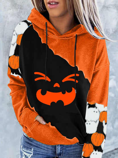 Hoodies Printed Pocket Drawstring Long Sleeve Hoody - LuckyFash™