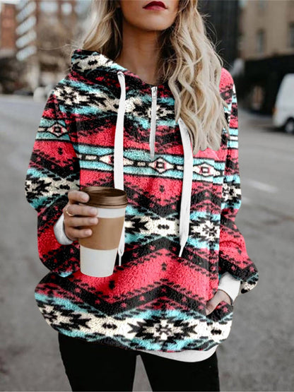 Women's Hoodies Printed Velvet Pocket Long Sleeve Hoodie - LuckyFash™