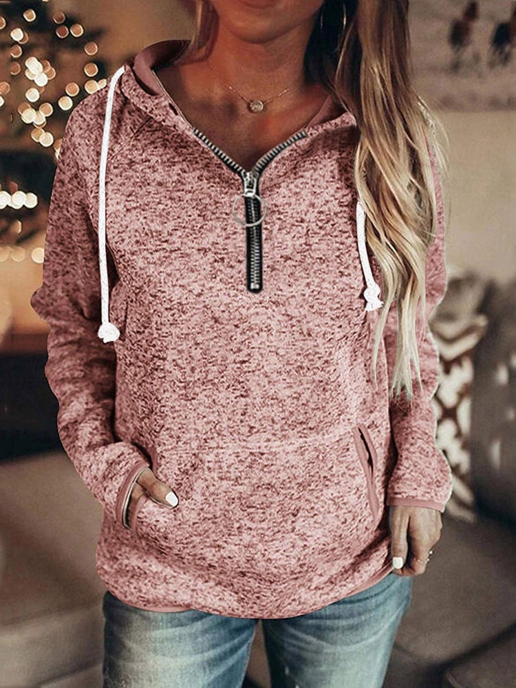 Hoodies Zip Pocket Drawstring Long Sleeve Hoodie - LuckyFash™