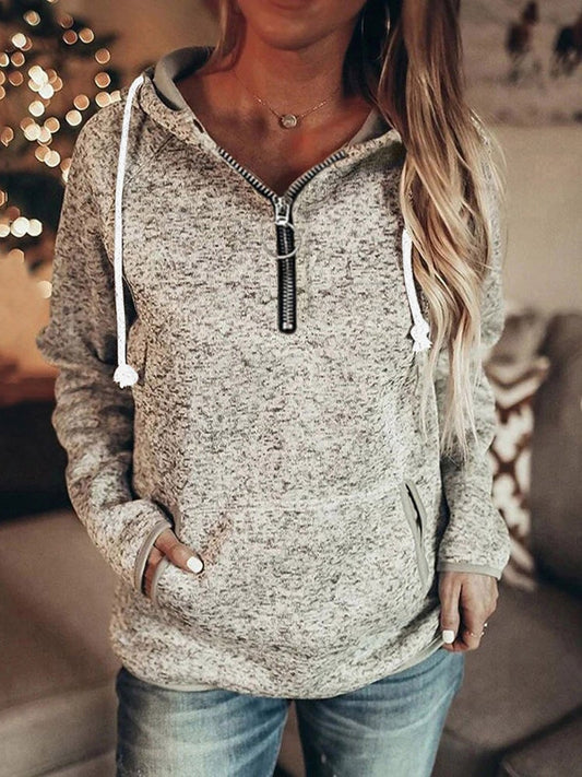 Hoodies Zip Pocket Drawstring Long Sleeve Hoodie - LuckyFash™