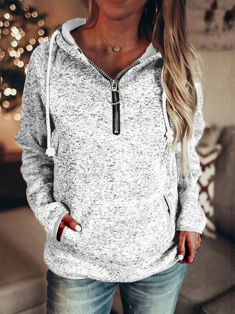 Hoodies Zip Pocket Drawstring Long Sleeve Hoodie - LuckyFash™