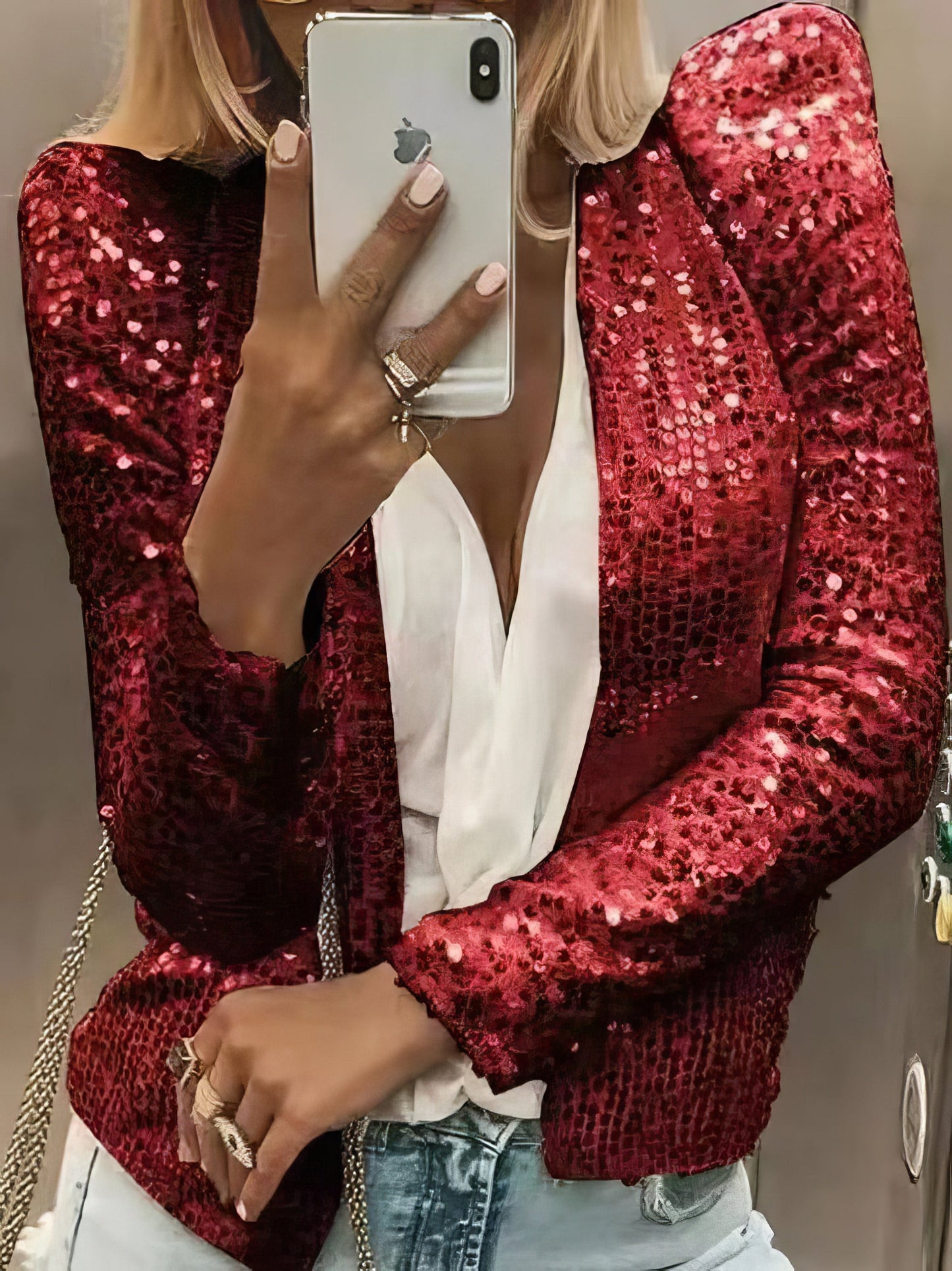 Jackets Casual Sequined Long Sleeve Jacket - LuckyFash™