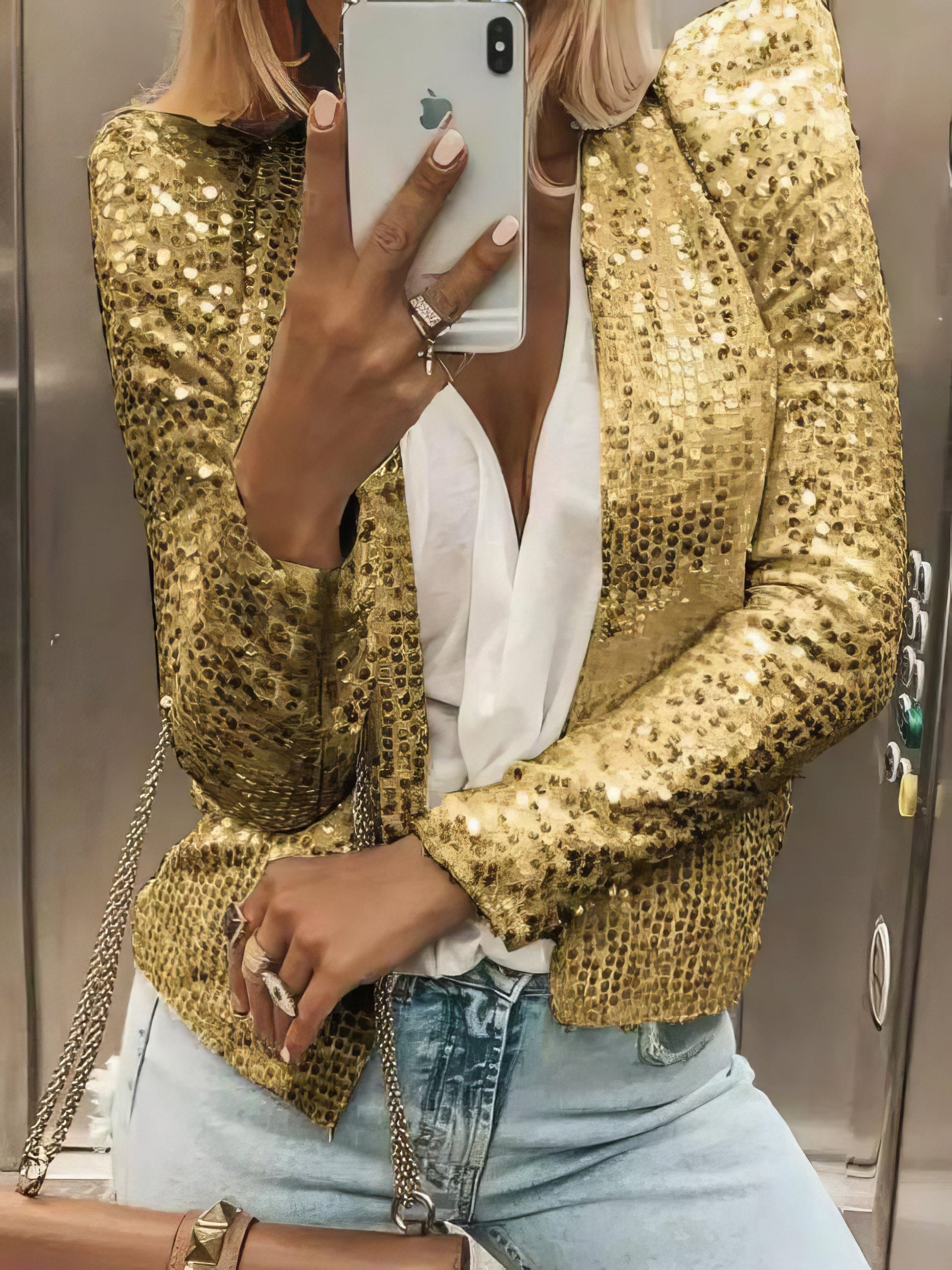 Jackets Casual Sequined Long Sleeve Jacket - LuckyFash™