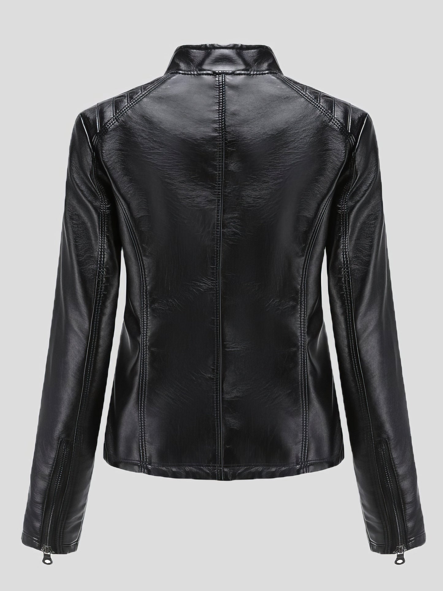 Jackets Casual Stand-Collar Slim Solid Leather Jacket - LuckyFash™