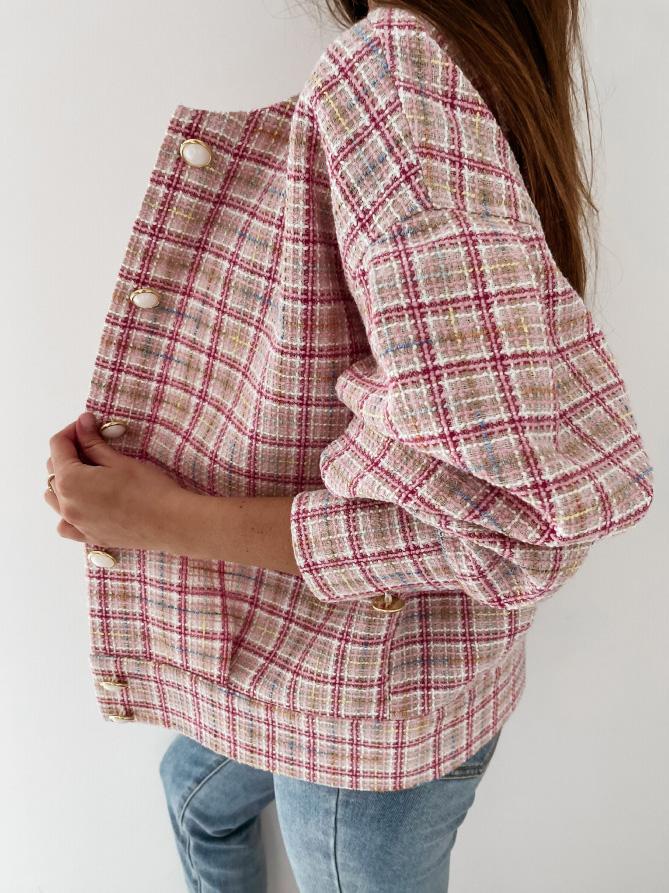 Women's Jackets Check Printed Long Sleeve Short Jacket - LuckyFash™