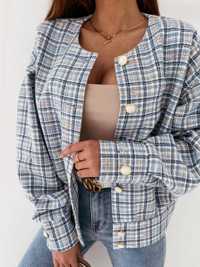 Women's Jackets Check Printed Long Sleeve Short Jacket - LuckyFash™