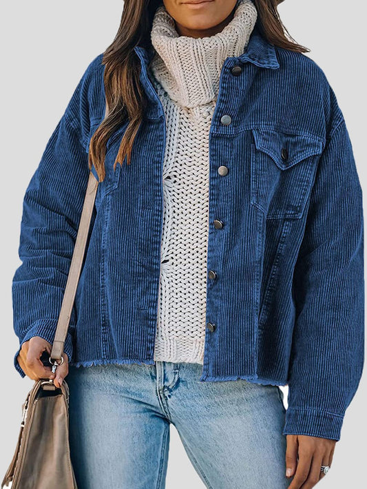Jackets Corduroy Button Loose Long Sleeve Jacket - LuckyFash™