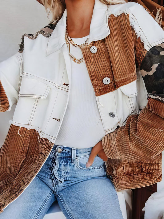 Jackets Lapel Retro Camouflage Corduroy Jacket - LuckyFash™