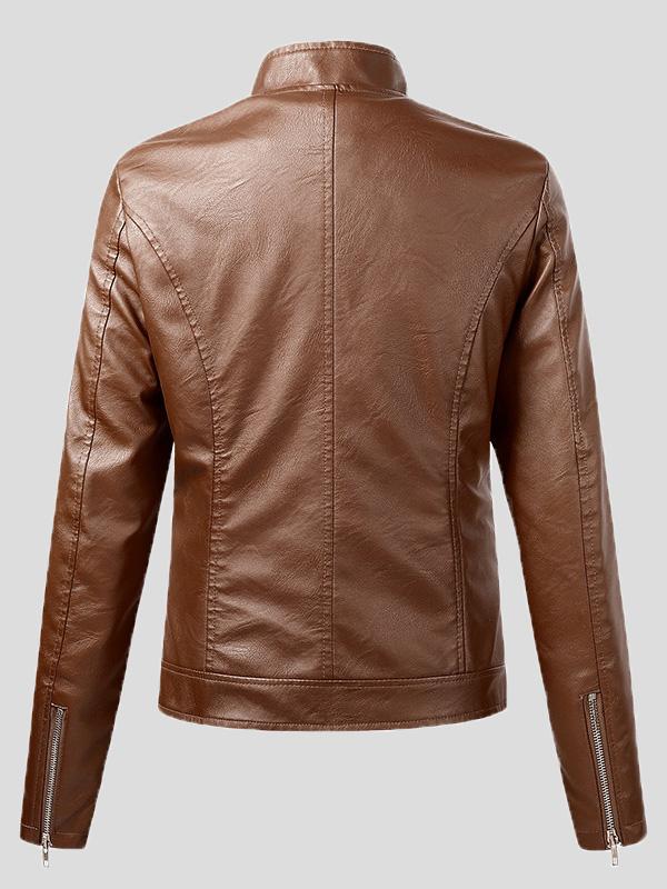 Jackets Long Sleeve Pu Leather Short Motorcycle Jacket - LuckyFash™