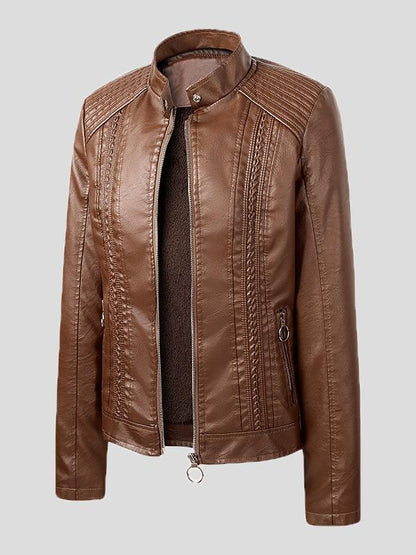 Jackets Long Sleeve Pu Leather Short Motorcycle Jacket - LuckyFash™