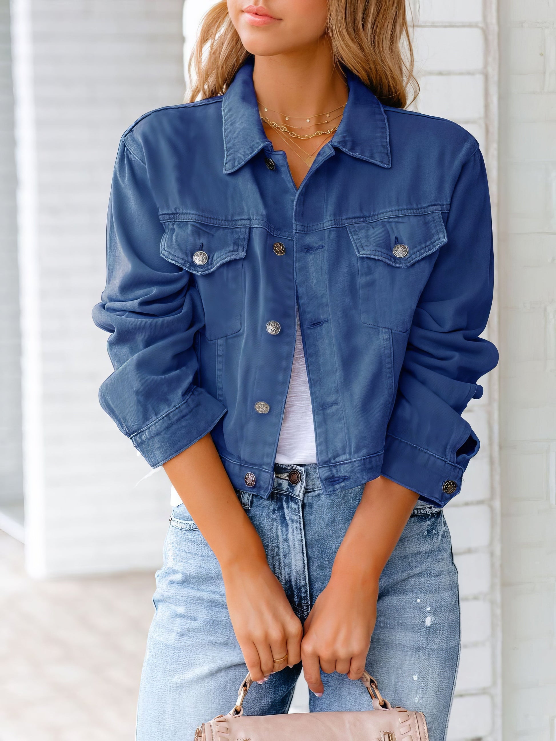 Jackets Pocket Long Sleeve Denim Jacket - LuckyFash™