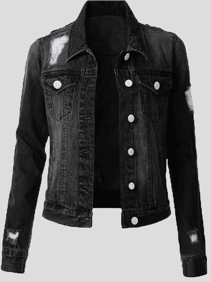 Jackets Ripped Pocket Long Sleeve Denim Jacket - LuckyFash™