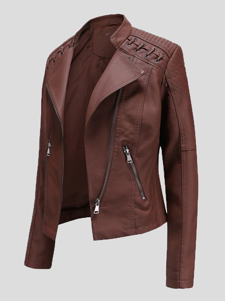 Jackets Short Slim Leather Motorcycle Jacket - LuckyFash™