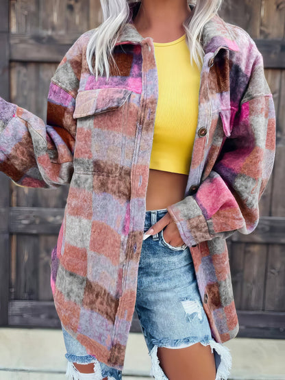 Jackets Tie-Dye Print Lapel Wool Long Sleeve Jackets - LuckyFash™