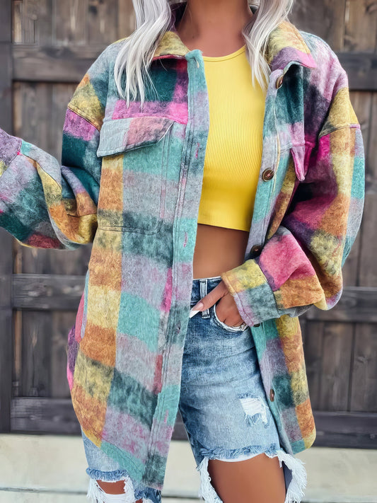 Jackets Tie-Dye Print Lapel Wool Long Sleeve Jackets - LuckyFash™