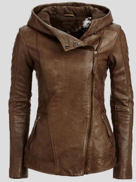 Jackets Vintage Long Sleeve Hooded Leather Jacket - LuckyFash™