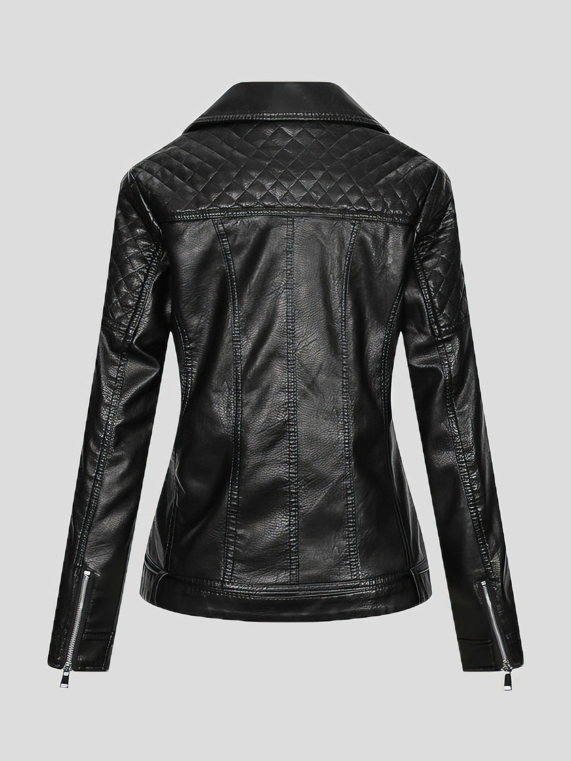 Jackets Zipper Pu Long Sleeve Lapel Slim Fit Leather Jacket - LuckyFash™