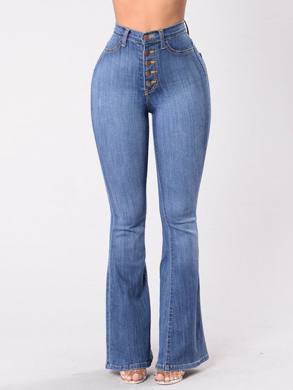 Jeans Slim Fitting High Waist Flare Jeans - LuckyFash™