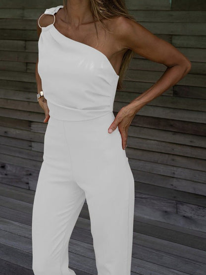 Jumpsuits Casual One Shoulder Slim Fit Sleeveless Jumpsuit - LuckyFash™