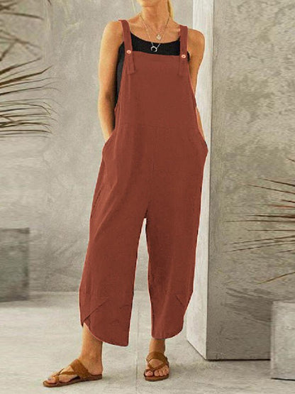 Jumpsuits Casual Solid Pocket Bib Jumpsuit - LuckyFash™