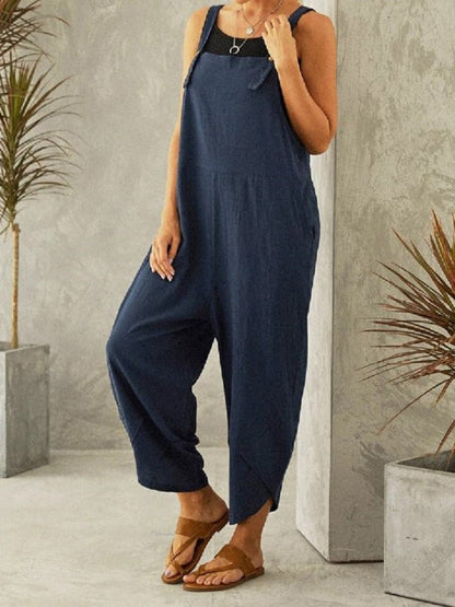 Jumpsuits Casual Solid Pocket Bib Jumpsuit - LuckyFash™