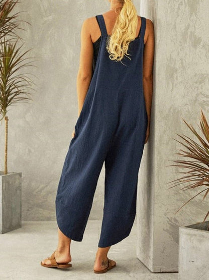 Jumpsuits Casual Solid Pocket Bib Jumpsuit - LuckyFash™