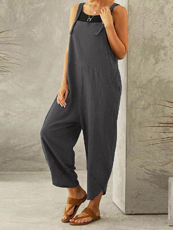 Jumpsuits Casual Solid Pocket Bib Jumpsuit - LuckyFash™