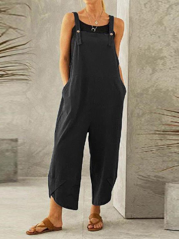 Jumpsuits Casual Solid Pocket Bib Jumpsuit - LuckyFash™