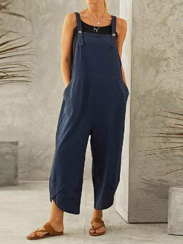 Jumpsuits Casual Solid Pocket Bib Jumpsuit - LuckyFash™