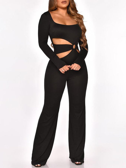 Jumpsuits Long Sleeve Cut-Waist Skinny Jumpsuit - LuckyFash™