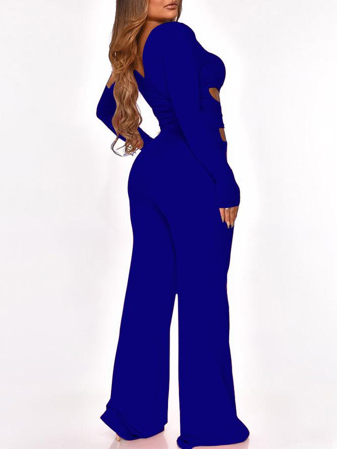 Jumpsuits Long Sleeve Cut-Waist Skinny Jumpsuit - LuckyFash™