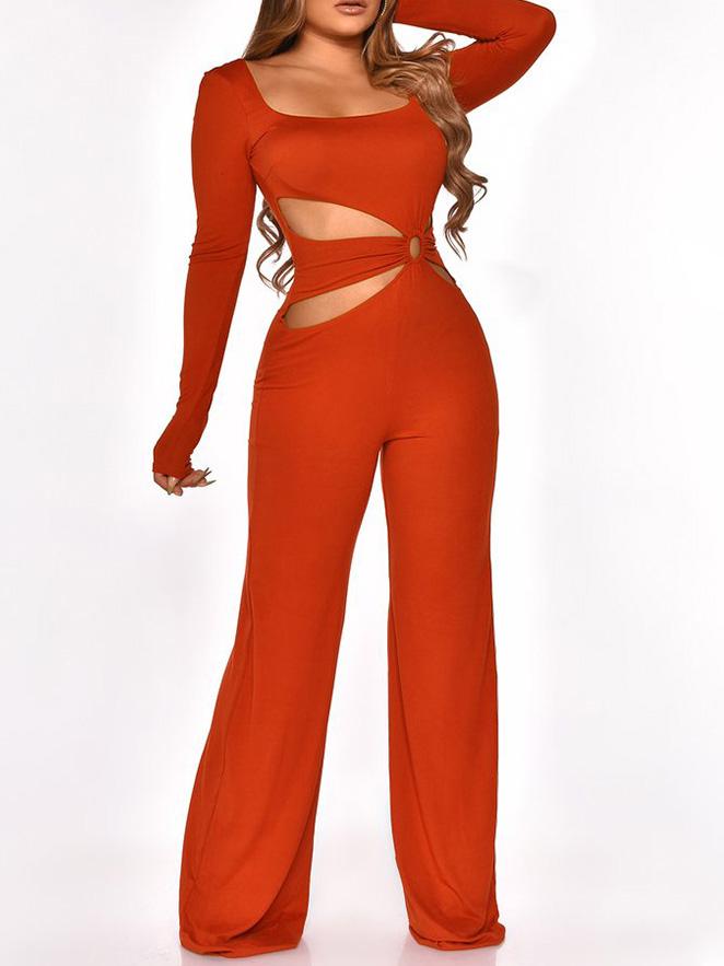 Jumpsuits Long Sleeve Cut-Waist Skinny Jumpsuit - LuckyFash™