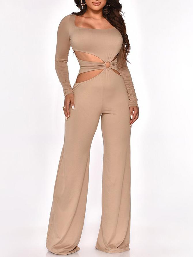 Jumpsuits Long Sleeve Cut-Waist Skinny Jumpsuit - LuckyFash™